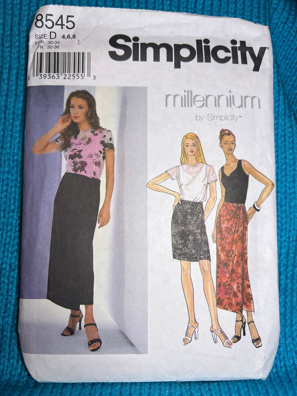 Simplicity 8545 Pattern tank top tshirt wrap skirt y2k size 4 6 8